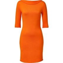Ralph Lauren Black Orange Cashmere-Silk Elbow Sleeve Dress
